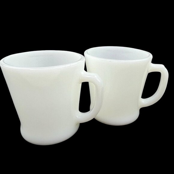 Anchor Hocking Fire King Ware White Milk Glass Coffee Mug Cup D Handle Cup x 2 - Picture 6 of 10